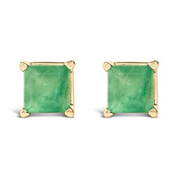 14K Gold 5x5MM Princess Cut Gemstone Solitaire Stud Earrings