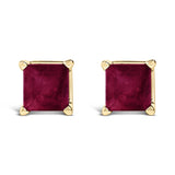 14K Gold 5x5MM Princess Cut Gemstone Solitaire Stud Earrings-1 thumbnail 2