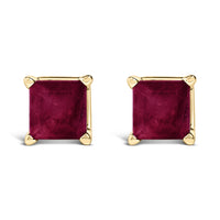 14K Gold 5x5MM Princess Cut Gemstone Solitaire Stud Earrings