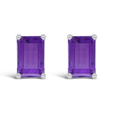 14K Gold 6x4MM Emerald Shaped Gemstone Solitaire Stud Earrings-7 thumbnail 8