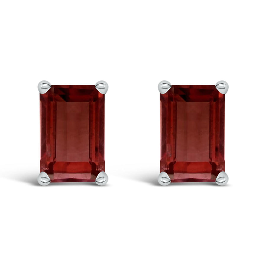 14K Gold 6x4MM Emerald Shaped Gemstone Solitaire Stud Earrings