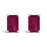 14K Gold 6x4MM Emerald Shaped Gemstone Solitaire Stud Earrings-9 thumbnail 10