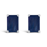 14K Gold 6x4MM Emerald Shaped Gemstone Solitaire Stud Earrings-5 thumbnail 6