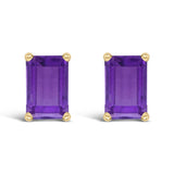 14K Gold 6x4MM Emerald Shaped Gemstone Solitaire Stud Earrings-4 thumbnail 5