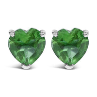 14K Gold 5MM Heart Cut Gemstone Solitaire Stud Earrings
