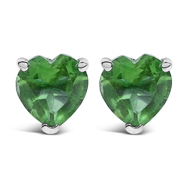 14K Gold 5MM Heart Cut Gemstone Solitaire Stud Earrings