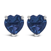 14K Gold 5MM Heart Cut Gemstone Solitaire Stud Earrings
