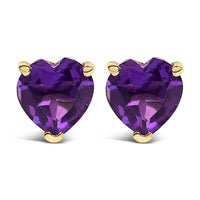 14K Gold 5MM Heart Cut Gemstone Solitaire Stud Earrings