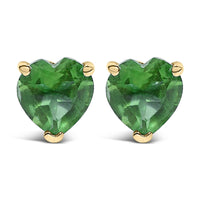 14K Gold 5MM Heart Cut Gemstone Solitaire Stud Earrings