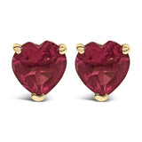 14K Gold 5MM Heart Cut Gemstone Solitaire Stud Earrings-1 thumbnail 2