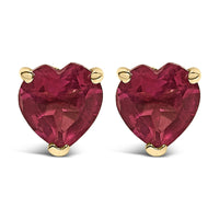 14K Gold 5MM Heart Cut Gemstone Solitaire Stud Earrings