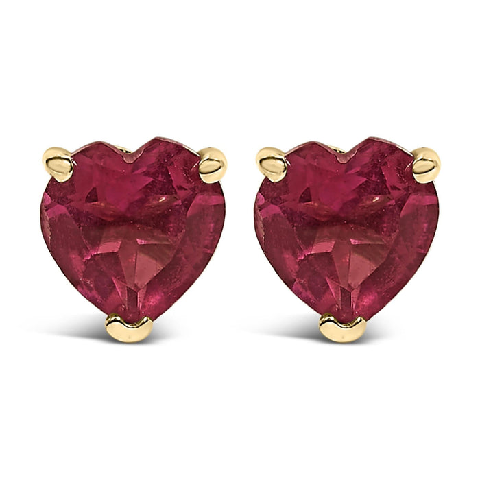 14K Gold 5MM Heart Cut Gemstone Solitaire Stud Earrings
