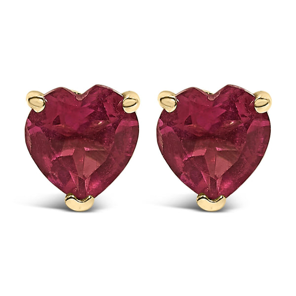 14K Gold 5MM Heart Cut Gemstone Solitaire Stud Earrings