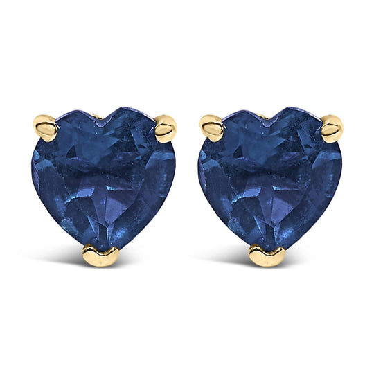 14K Gold 5MM Heart Cut Gemstone Solitaire Stud Earrings-0