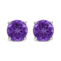 14K Gold 5X5MM Round Gemstone Solitaire Stud Earrings