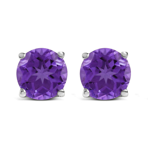 14K Gold 5X5MM Round Gemstone Solitaire Stud Earrings