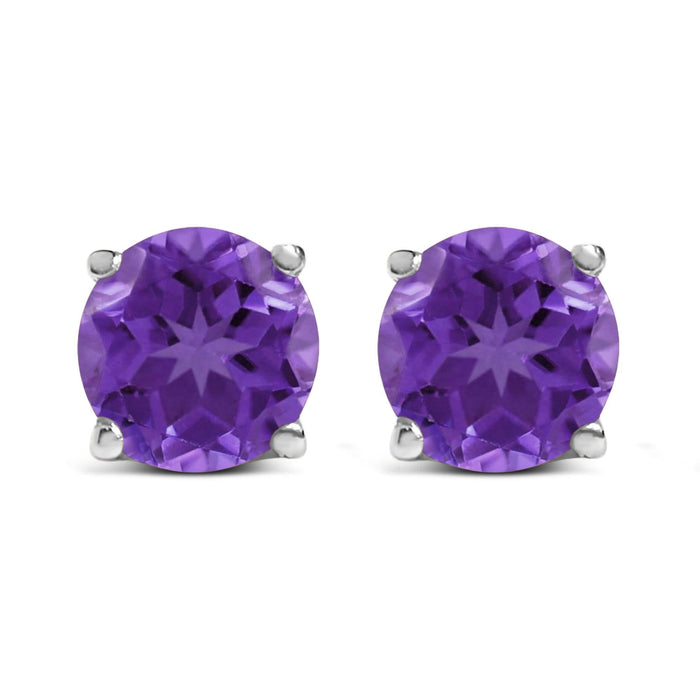 14K Gold 5X5MM Round Gemstone Solitaire Stud Earrings