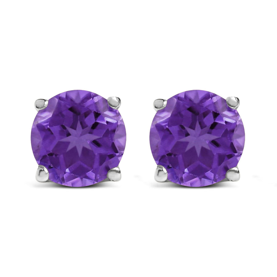 14K Gold 5X5MM Round Gemstone Solitaire Stud Earrings