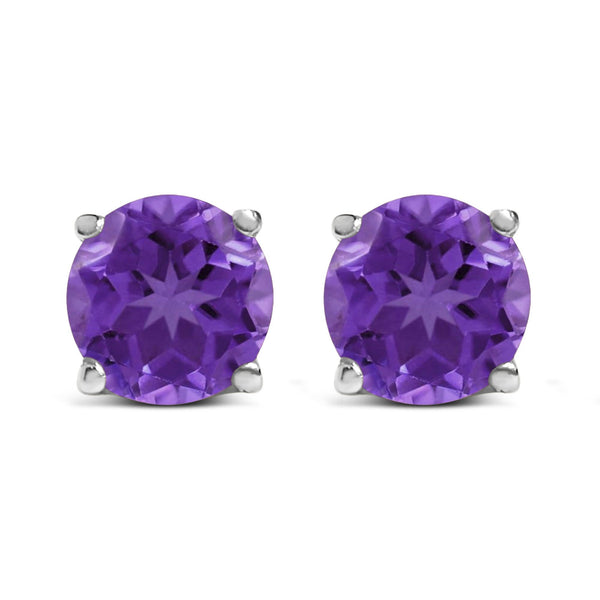 14K Gold 5X5MM Round Gemstone Solitaire Stud Earrings