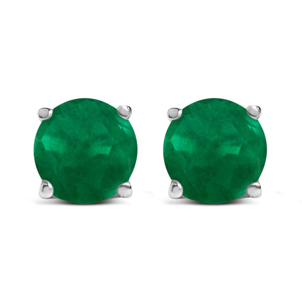 14K Gold 5X5MM Round Gemstone Solitaire Stud Earrings