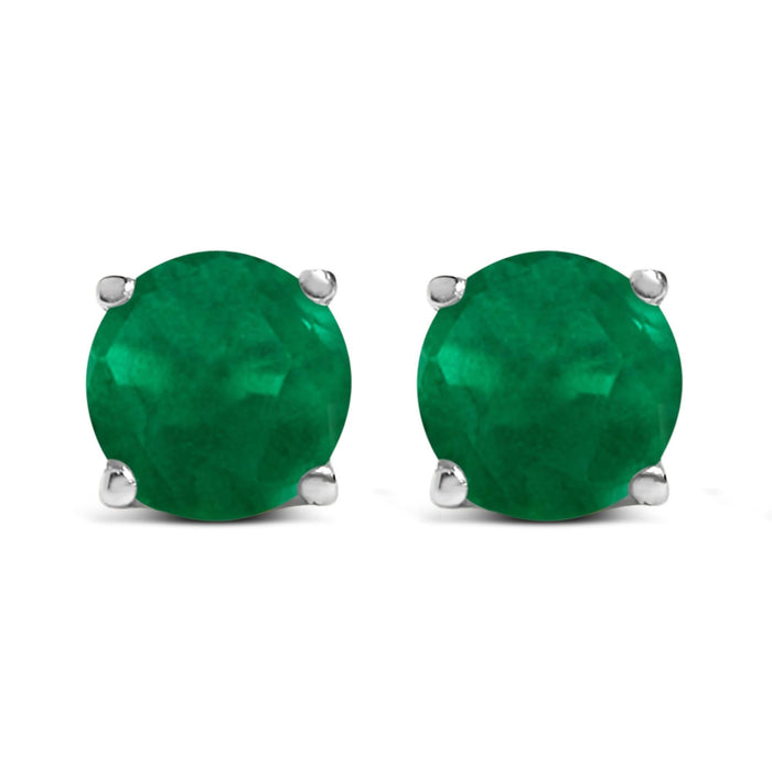 14K Gold 5X5MM Round Gemstone Solitaire Stud Earrings