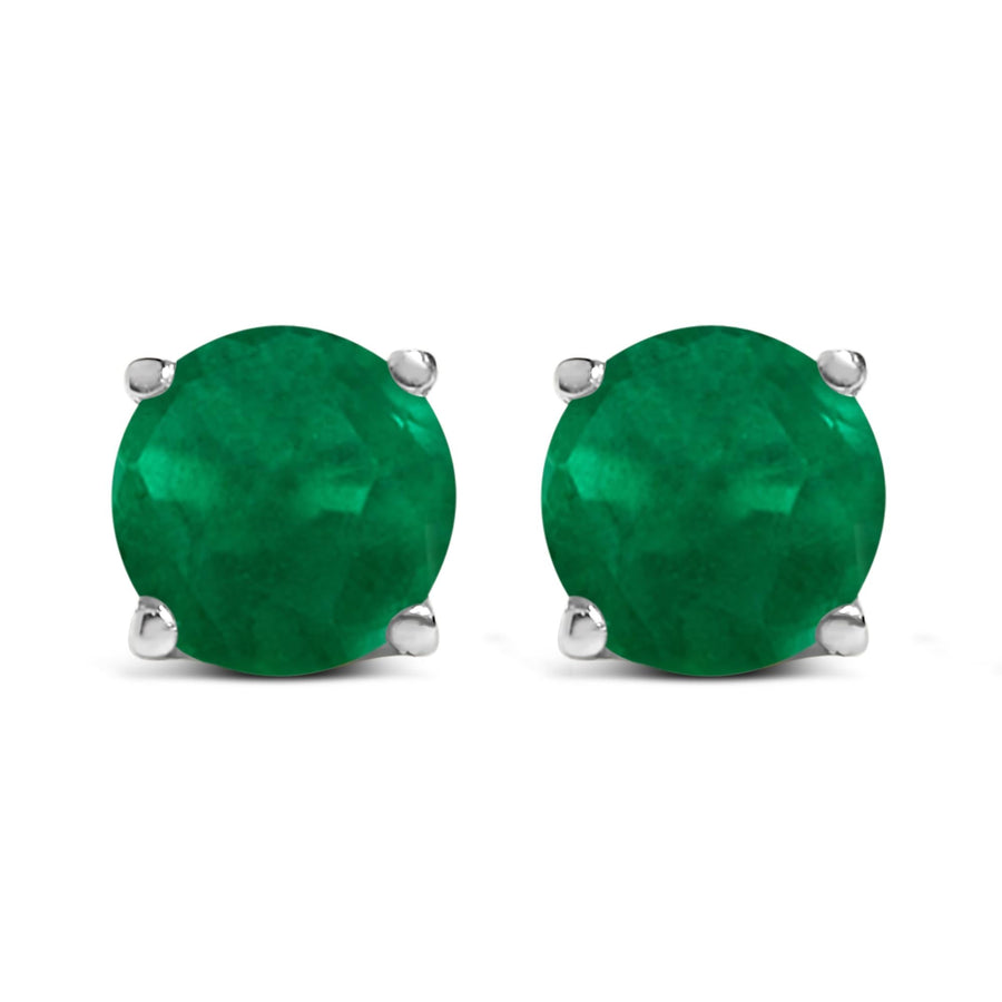 14K Gold 5X5MM Round Gemstone Solitaire Stud Earrings