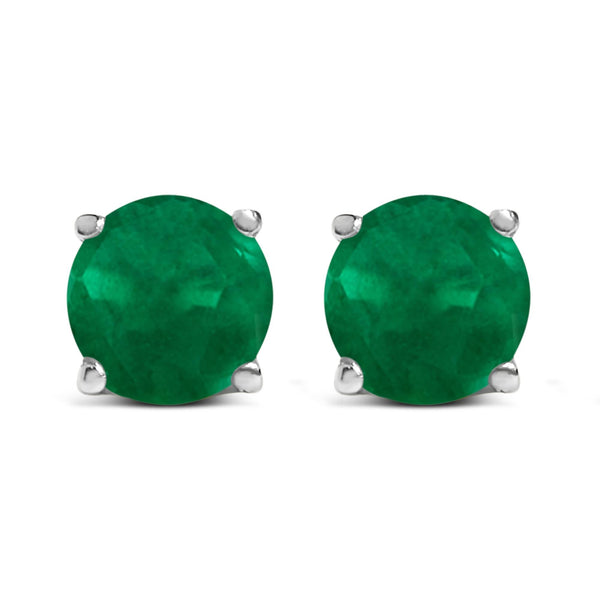 14K Gold 5X5MM Round Gemstone Solitaire Stud Earrings