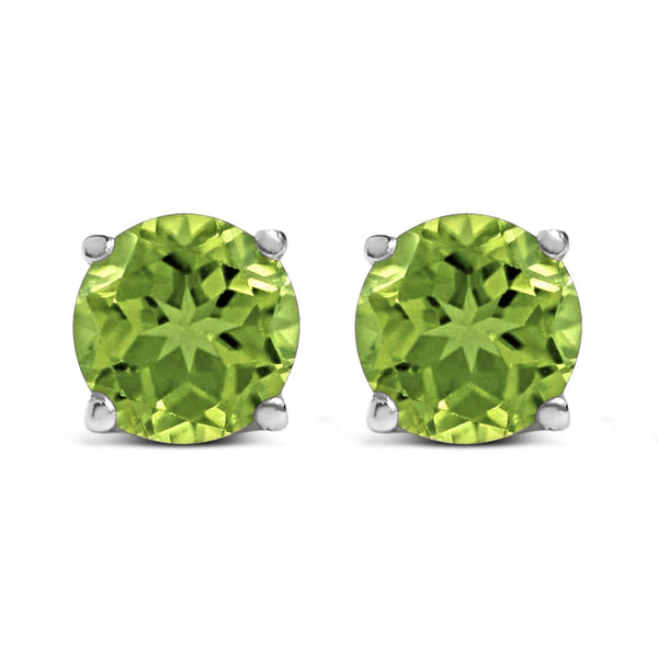 14K Gold 5X5MM Round Gemstone Solitaire Stud Earrings