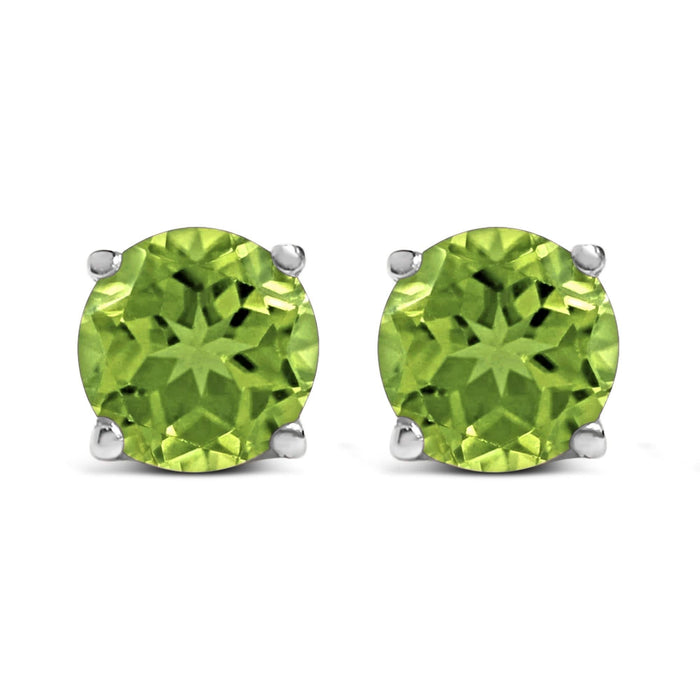 14K Gold 5X5MM Round Gemstone Solitaire Stud Earrings