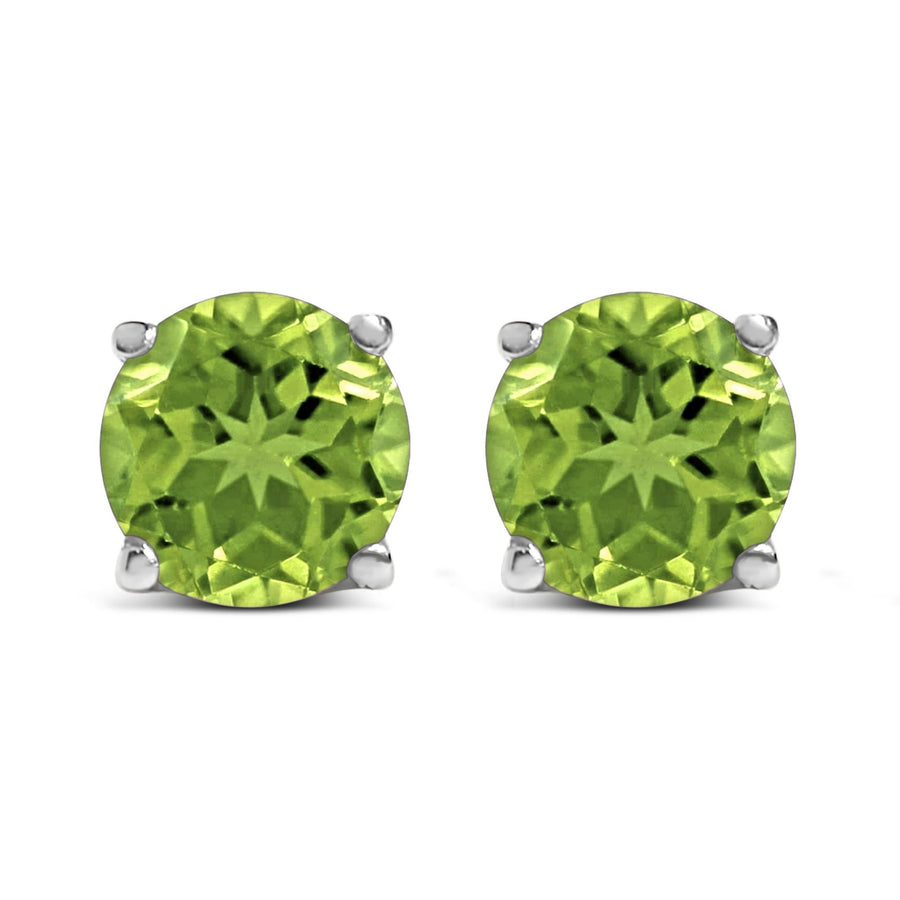 14K Gold 5X5MM Round Gemstone Solitaire Stud Earrings