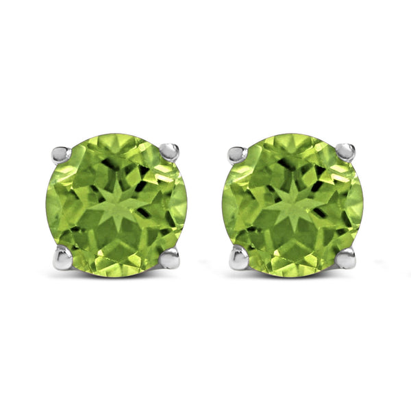 14K Gold 5X5MM Round Gemstone Solitaire Stud Earrings
