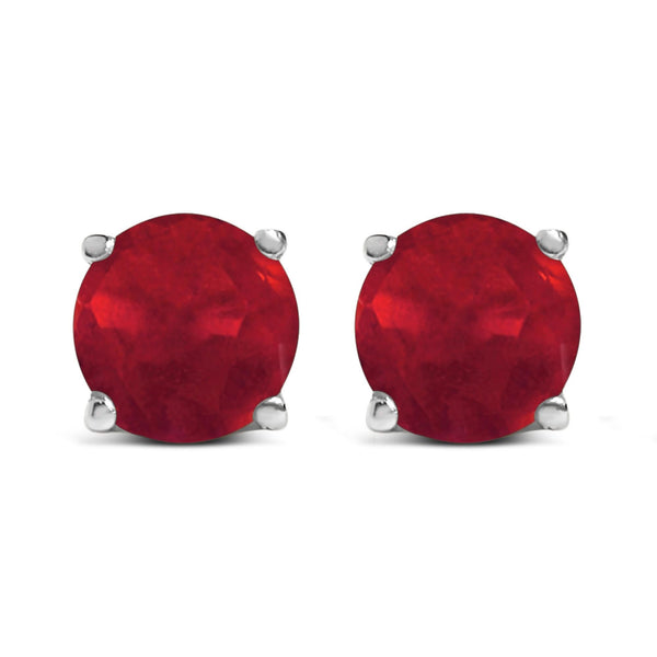 14K Gold 5X5MM Round Gemstone Solitaire Stud Earrings