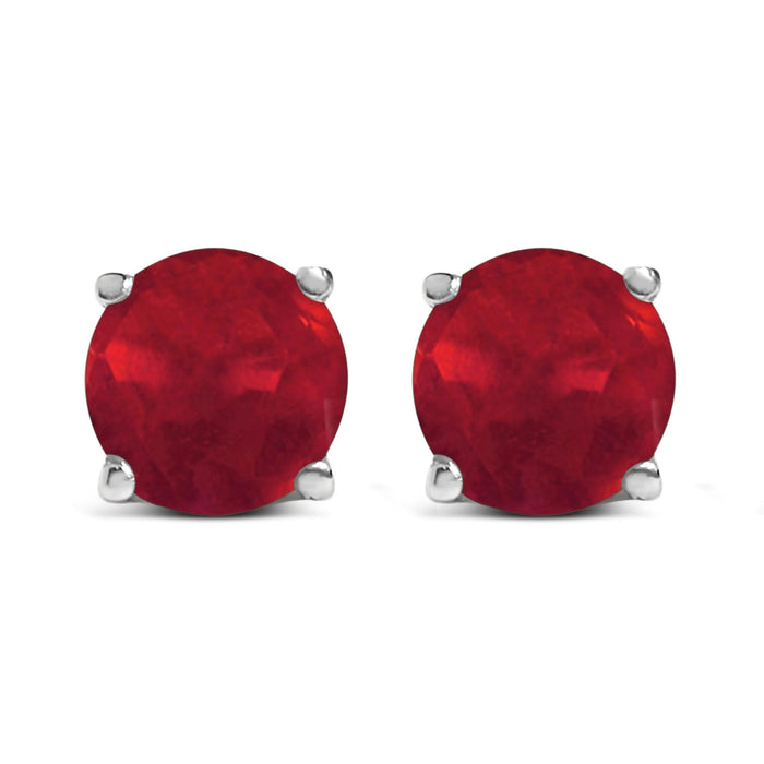 14K Gold 5X5MM Round Gemstone Solitaire Stud Earrings