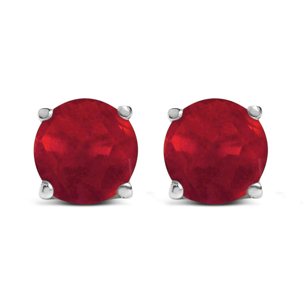 14K Gold 5X5MM Round Gemstone Solitaire Stud Earrings