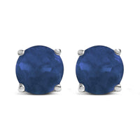 14K Gold 5X5MM Round Gemstone Solitaire Stud Earrings
