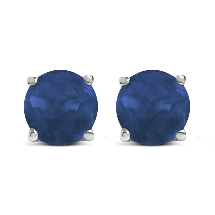 14K Gold 5X5MM Round Gemstone Solitaire Stud Earrings