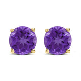14K Gold 5X5MM Round Gemstone Solitaire Stud Earrings-4 thumbnail 5
