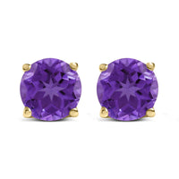 14K Gold 5X5MM Round Gemstone Solitaire Stud Earrings
