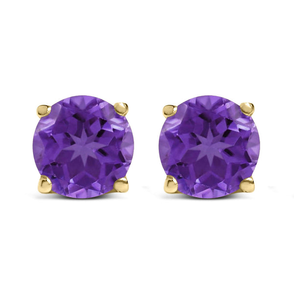 14K Gold 5X5MM Round Gemstone Solitaire Stud Earrings
