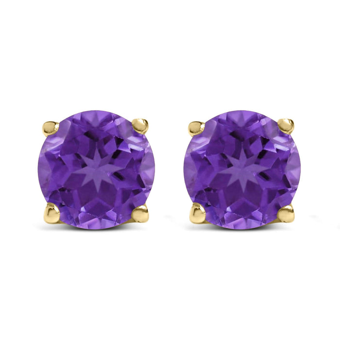 14K Gold 5X5MM Round Gemstone Solitaire Stud Earrings