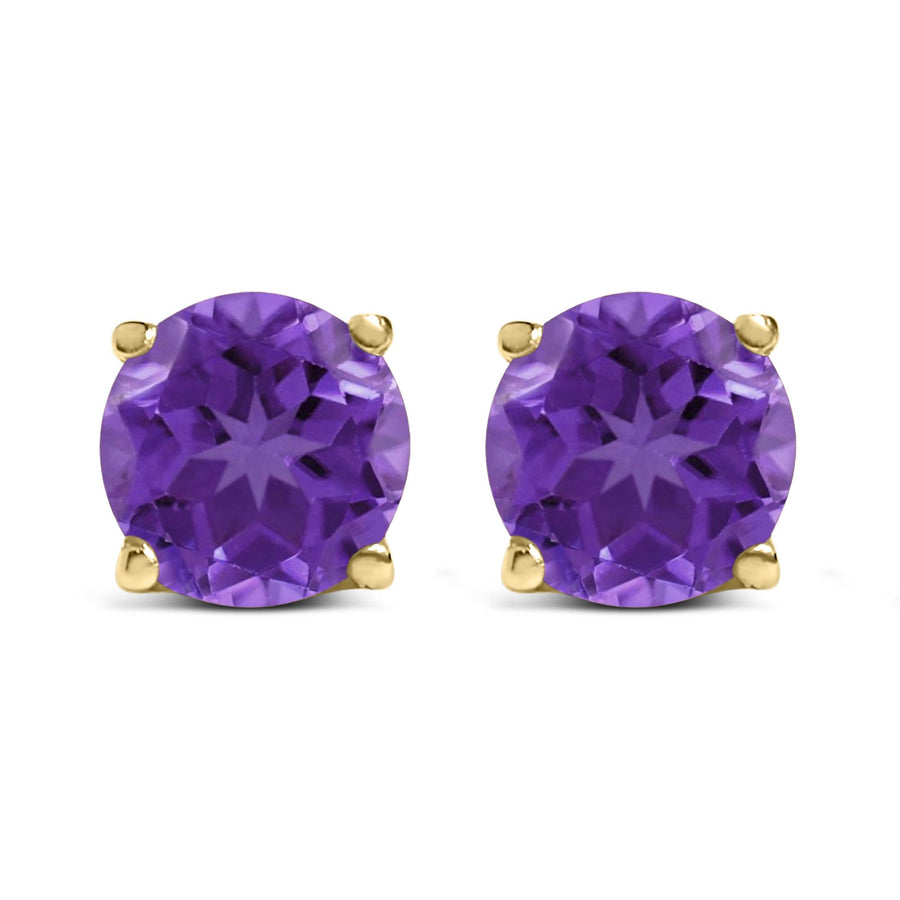14K Gold 5X5MM Round Gemstone Solitaire Stud Earrings