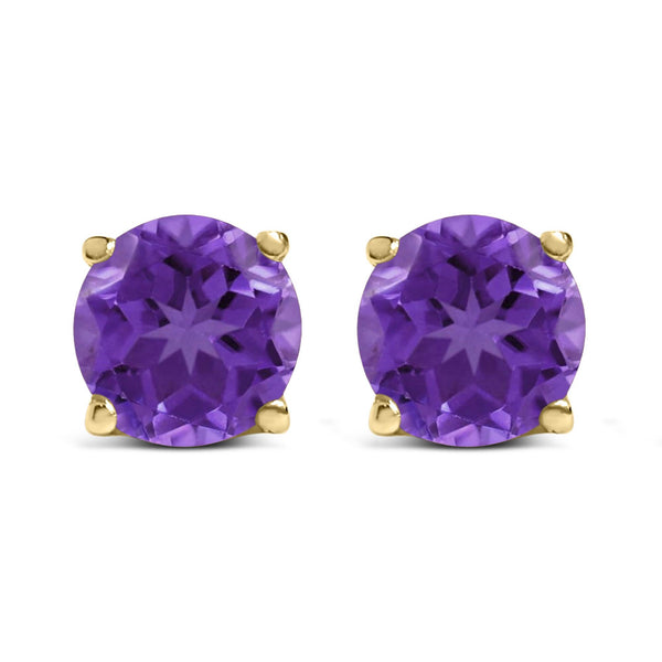 14K Gold 5X5MM Round Gemstone Solitaire Stud Earrings