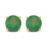 14K Gold 5X5MM Round Gemstone Solitaire Stud Earrings