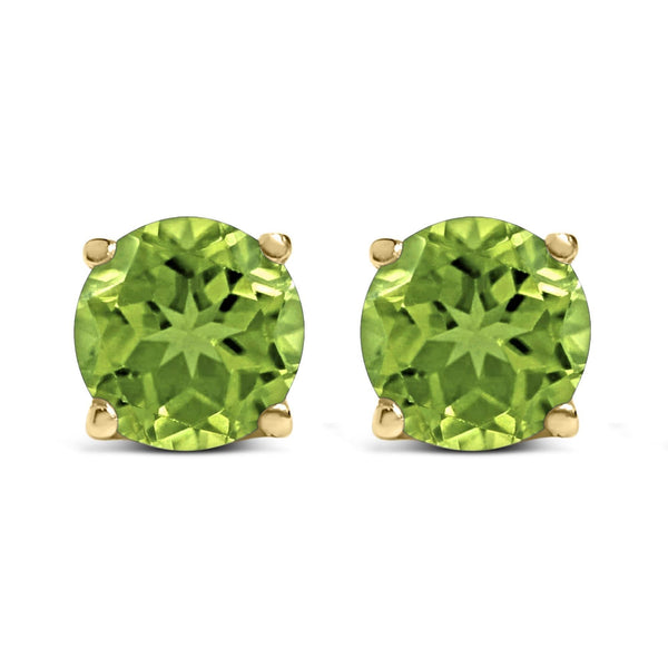 14K Gold 5X5MM Round Gemstone Solitaire Stud Earrings