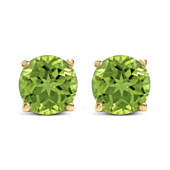 14K Gold 5X5MM Round Gemstone Solitaire Stud Earrings