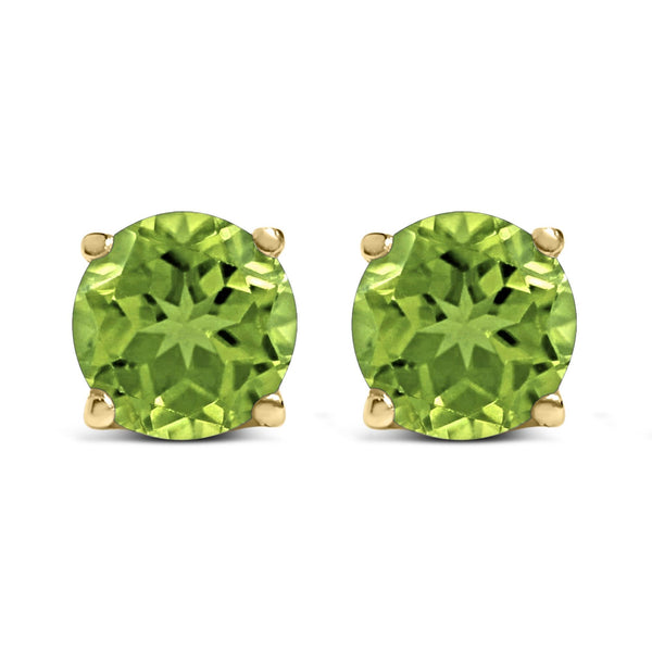 14K Gold 5X5MM Round Gemstone Solitaire Stud Earrings