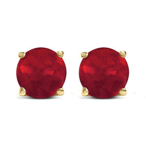 14K Gold 5X5MM Round Gemstone Solitaire Stud Earrings-1