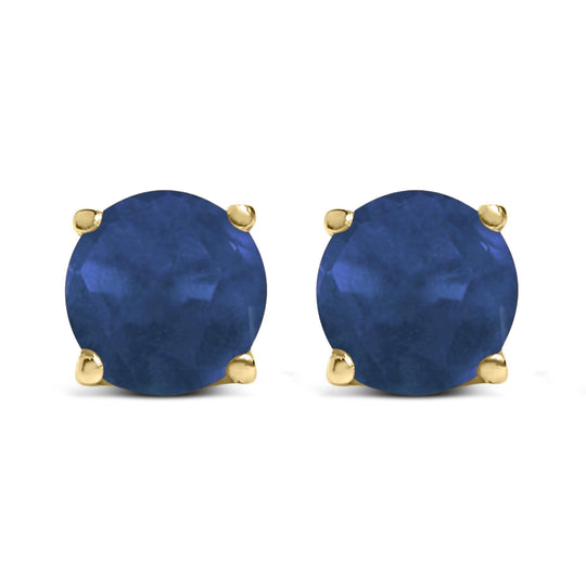 14K Gold 5X5MM Round Gemstone Solitaire Stud Earrings-0