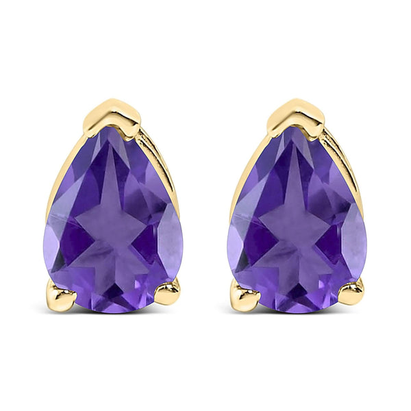 14K Gold 6x4MM Pear Shaped Gemstone Solitaire Stud Earrings