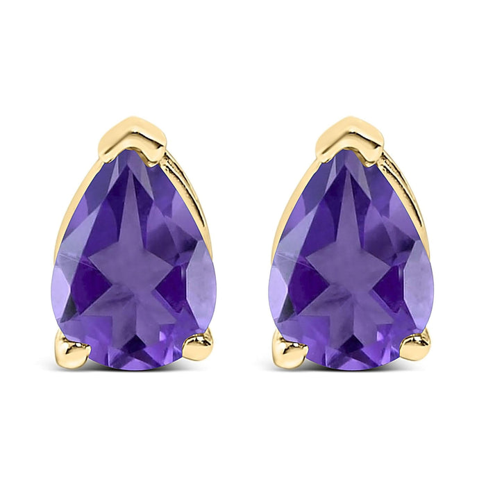 14K Gold 6x4MM Pear Shaped Gemstone Solitaire Stud Earrings